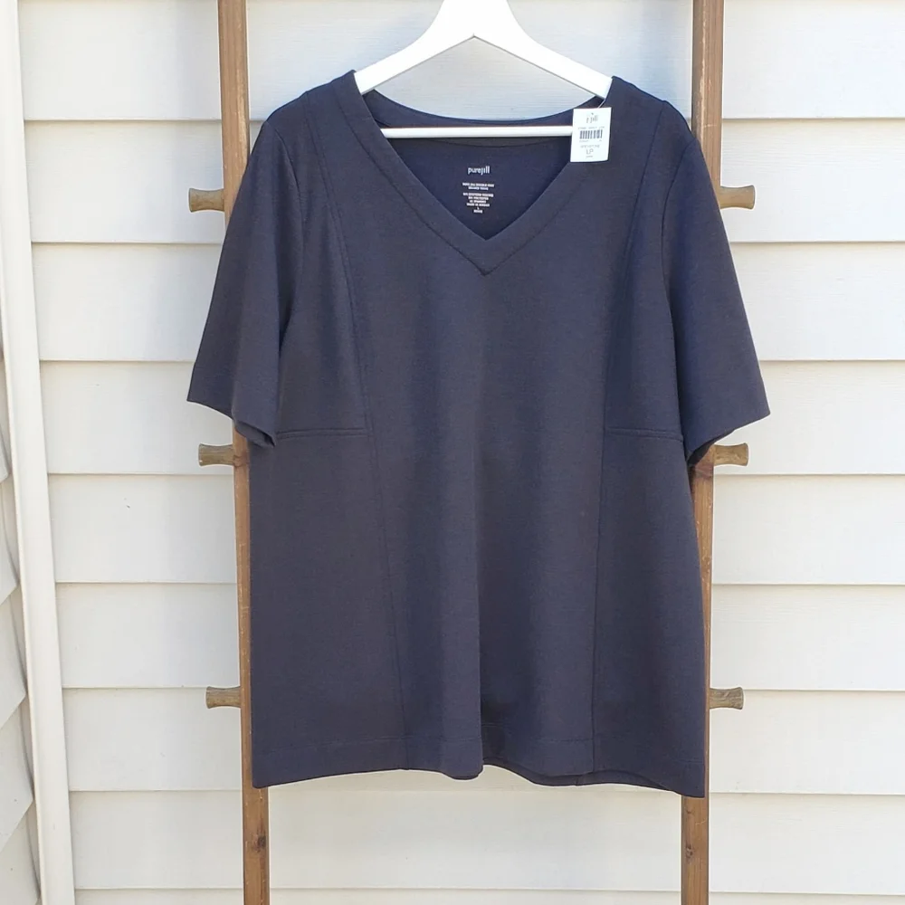 NEW! J. Jill Double-Knit V-Neck Gray Tunic Size LP